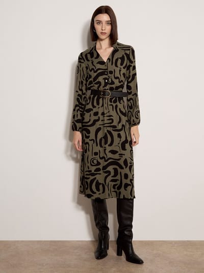 Midi-jurk met abstracte penseelstreken