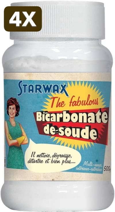 4 x STARWAX The Fabulus – Household Baking Soda – 500 g – Multi-Use – Cleans, Degreases, Deodorises, Makes the Whole House Shine – 100% Natural Origin – Ecocert – Made in France