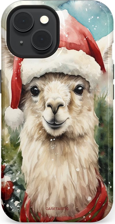 Casetastic hoesje geschikt voor Apple iPhone 15 - MagSafe - Dubbellaagse bescherming - Kerst Lama - Fashion Case - Taupe Lichtgrijs Donkergrijs Saliegroen