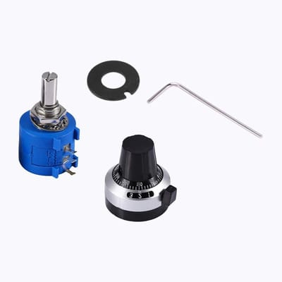 Precisie Potentiometer Kit - Variabele Weerstand - Apparatuur Instellen - 10 Draai Teller - 10K Ohm - Zilver