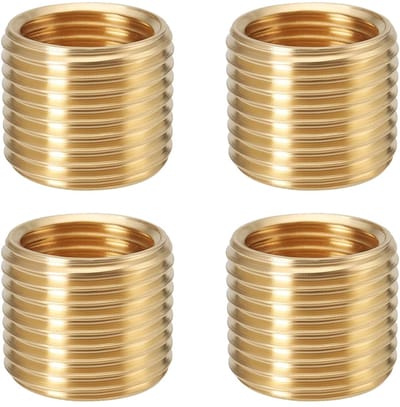 Dailygoods- Reducerende Moer 4 Stuks - Messing - M12x1.0 naar M10x1.0 - Hoogte 10 mm - Corrosiebestendig - Voor Airconditioning/Gasleidingen - Draadadapter