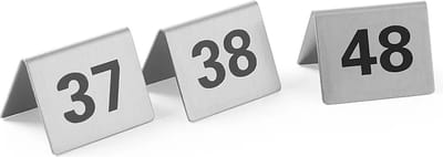 HENDI Tafelstandaard nummers – set van 12 – roestvast staal – 50x35x40 mm – nummers 37-48