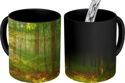Magische Mok - Foto op Warmte Mokken - Koffiemok - Zon - Bos - Bomen - Natuur - Herfst - Magic Mok - Beker - 350 ML - Theemok