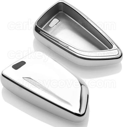 Autosleutel Hoesje geschikt voor BMW - SleutelCover - TPU Autosleutel Cover - Sleutelhoesje Chrome / Hoogglans Zilver