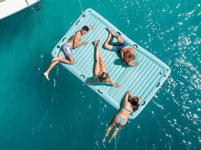 Intex Waterlounge 56289EU, Extra Groot Luchtbed 310x183 cm, Fiber-Tech Technologie, Met 8 Handgrepen, Voor 4-5 Personen, Voor Zwembad, Blauw