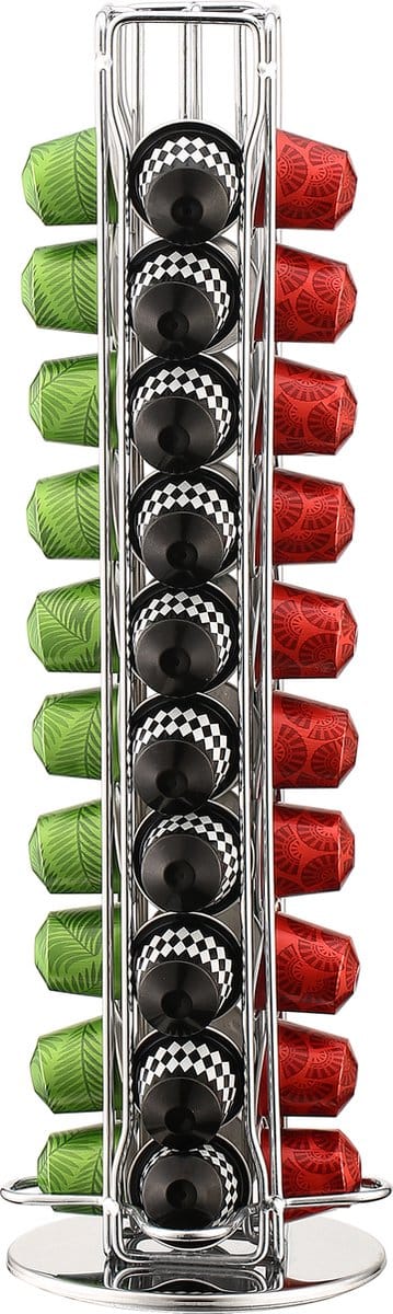 Behave Capsulehouder - 360° Draaibaar - Cuphouder - Zilverkleur - Geschikt voor 40 Nespresso capsules