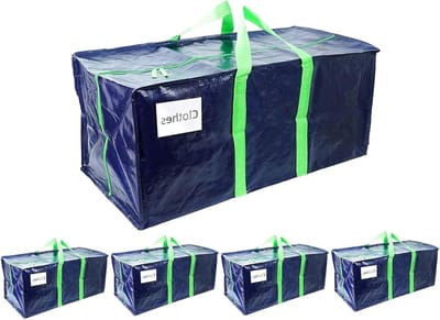 Verhuiszakken Set - Opbergzakken Koffers - Ruimte Besparen - Met Rugzakbanden - 88 Liter Per Stuk - Blauw