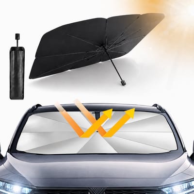 Daity 1 stuk - Zonnescherm-paraplu voor de auto — Warmte-isolatie en bescherming tegen de zon; zeer effectieve UV-wering (145 x 79 cm)