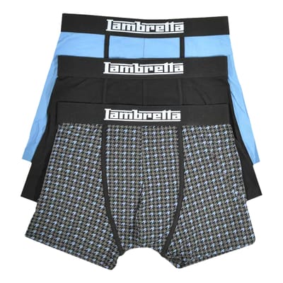 Lambretta Heren Boxershort (Pakket van 3) (ZWART/BLAUW)