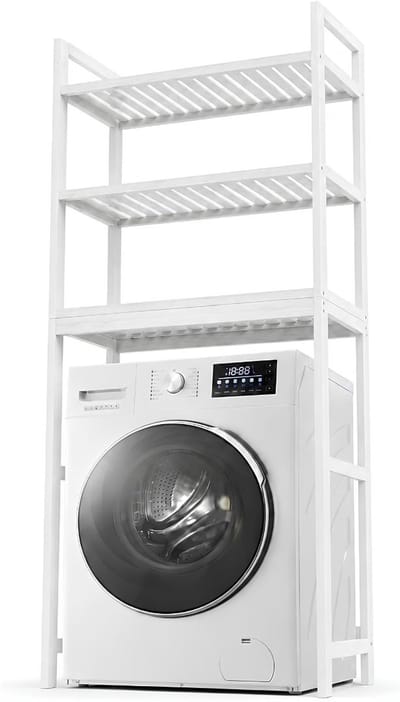 SP® Wasmachine Rek - 3 Planken - Wasmachine Ombouw Rek - Badkamerplanken - Wit - 26cm x 66cm x 170cm