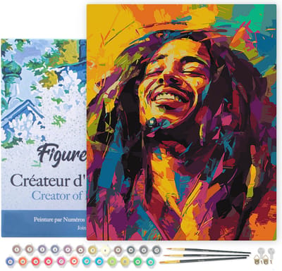 Figured'Art Schilderen op Nummer Volwassenen met lijst Reggae Straatkunst - Handwerk acrylverf Kit DIY Compleet - 40x50cm Canvas al ingelijst