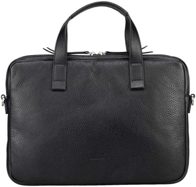 JOST Leren laptoptas schoudertas met laptopvak Vika Laptop Case 14" Black zwart