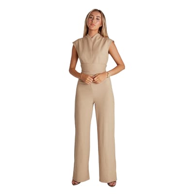 Odd Muse Dames/Dames Jumpsuit met Strikband (Kameel)