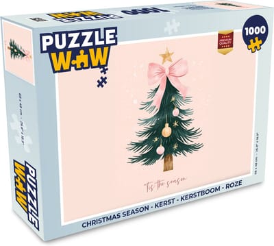 Puzzel Christmas Season - Kerst - Kerstboom - Roze - Legpuzzel - Puzzel 1000 stukjes volwassenen - Kerst - Cadeau - Kerstcadeau voor mannen, vrouwen en kinderen