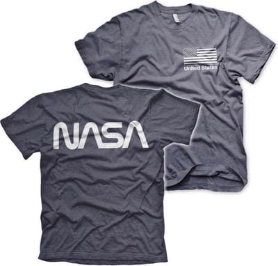 NASA Heren Tshirt -S- Black Flag Blauw