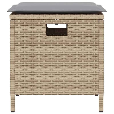 vidaXL - 5-delige - Tuinset - met - kussens - poly - rattan - beige