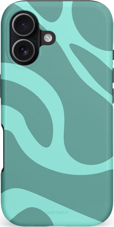 Casetastic hoesje geschikt voor Apple iPhone 17 - MagSafe - Dubbellaagse bescherming - Aqua Golven - Fashion Case - Saliegroen