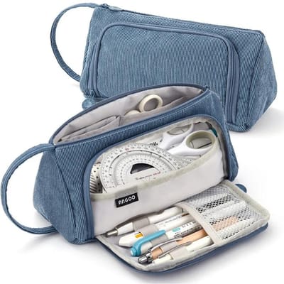Corduroy Leuke Etui Macaron Kleuren Etui Potloodzakken Make-up Pennen Opbergtas Schoolspullen voor Meisjes Schrijfwaren blauw
