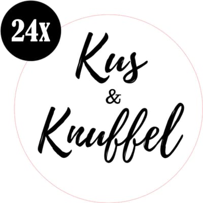 24x sluitstickers - Kus en Knuffel - beterschap - Sluitzegel - sticker - kaart - 40 mm - matte sticker - etiketten - cadeau - inpakken
