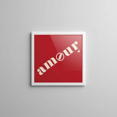 Amour Liefde Tekst Tegel – Minimalistische Romantische Woondecoratie – Keramische Tegel 15 x 15 cm