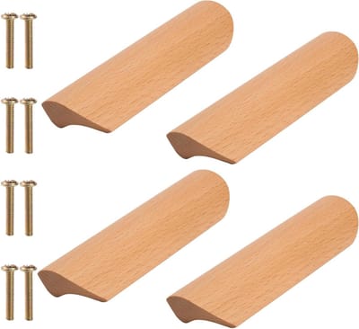 Houten Meubelgrepen Set van 4 - Duurzame Handgrepen voor Kastdeuren en Laden, 96mm Lengte, Stijlvolle Afwerking