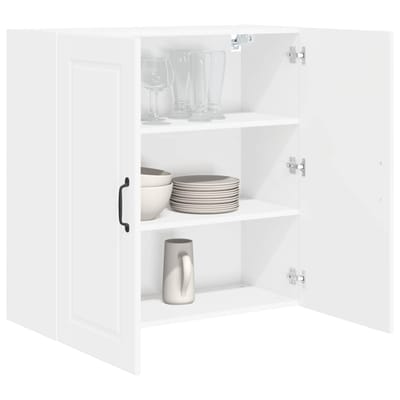vidaXL - Wandkast - PORTO - Wit - 80 - x - 31 - x - 80 - cm - Bewerkt - hout