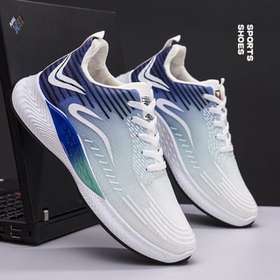 Nieuwe Herenschoenen Zachte Zool Heren Casual Sneaker Fly Geweven Mesh Ademend Trendy Heren Hardloopschoenen 44 gray