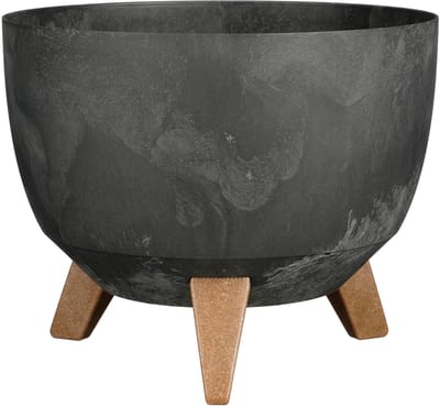 Mica Decorations Doppio Plantenbak op Poten - 18,5 x Ø29 cm - Plantenbakken voor Buiten - Bloembakken voor Balkon - Gerecycled Plastic - Zwart