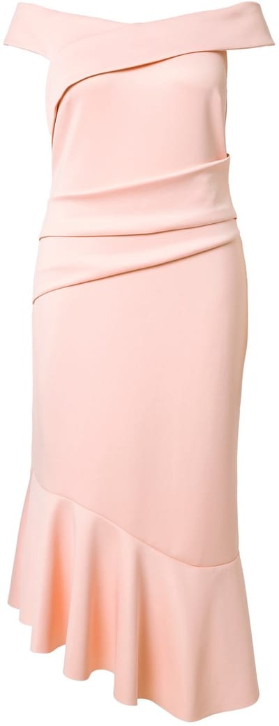 Ulla Popken - Dames - Scuba maxi-jurk Carmen-halslijn gedrapeerd - Roze - Maat 50