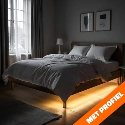 Bedverlichting met bewegingssensor en hoekprofiel - 1 zijde met 2 meter ledstrip - In- en uistapverlichting - Warm wit licht - Complete set