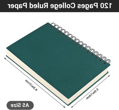 A5 Notitieboek Lined - Spiral Notepad 14x21cm - 100GSM Gelinieerd Papier Dagboek - 240 Pagina's Donkergroen Schrijfnotities en Creatieve Ideeën