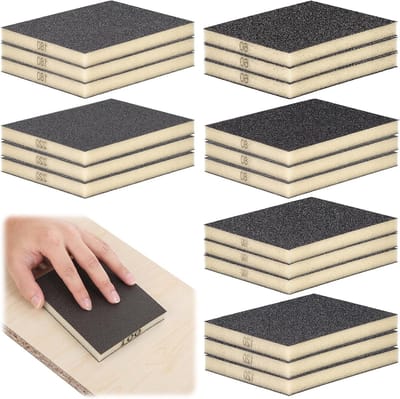 Herbruikbare Schuur Sponsen Set van 18 Stuks - 60/80/100/120/180/220 Korrel voor Hout en Metaal Schuren