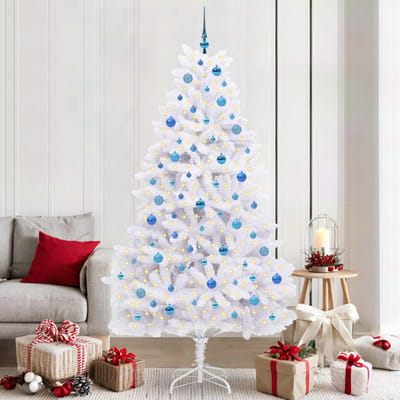 vidaXL - Kunstmatige - Hinged - Kerstboom - Wit - 210 - cm - PVC - en - Staal