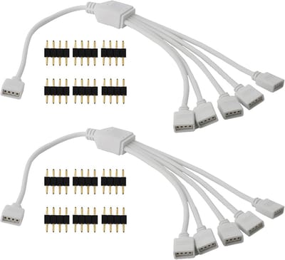 LED Verdeler Connector Kabel 1 naar 5 voor 4-pins LED Strips - Splitter voor SMD 5050 3528 2835 (2 stuks)