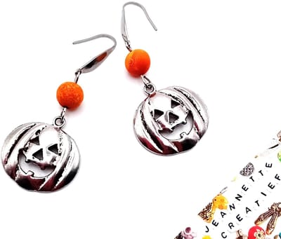 Jeannette-Creatief® - Halloween - Big Pumpkin - Oorhangers - Oorbellen met natuursteen - Oorbellen - Pompoen - Halloween kostuum - Oorbellen Dames - Halloween sieraden - Halloween accessoires - Halloween oorbellen - Carnaval - Carnavalskleding