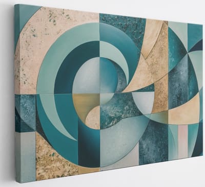 Saammp Canvas Schilderij - blauw goud - Abstract - 30x20 - Foto op canvas - Wanddecoratie - Muurdecoratie Woonkamer - Slaapkamer decoratie - Canvas Print