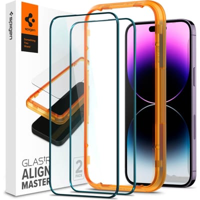Spigen GLAStR EZ Fit Screenprotector 2 Pack + Applicator voor de Apple iPhone 14 Pro Max