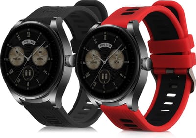 kwmobile 2x horlogebandjes geschikt voor Huawei Watch Buds / GT3 SE bandje - Smartwatch bandjes van TPU - Activity tracker horloge band in zwart / grijs / rood / zwart