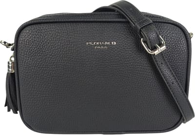 Flora&Co Paris crossbody handtas - 2 vakken met rits - instelbare riem 130 cm - zwart