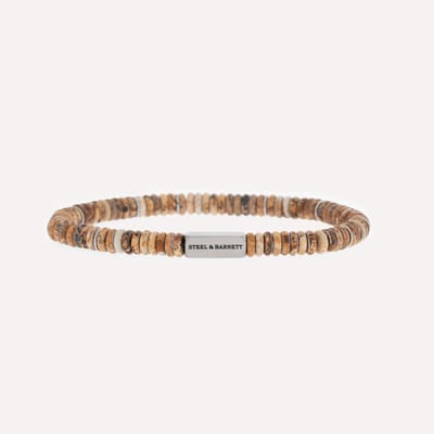 STEEL & BARNETT - Kralenarmband Heren - Landschapsjaspis - Maat M