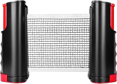 Pingpongnet Intrekbaar - Tafeltennis Net - Direct Spelen - Veerbelaste Palen - Tot 65 Inch - Zwart
