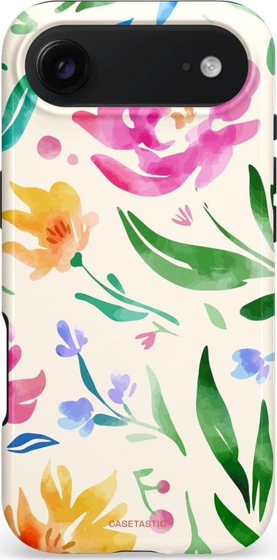 Casetastic hoesje geschikt voor Apple iPhone Air - MagSafe - Dubbellaagse bescherming - Waterflora - Fashion Case - Wit Groen Roze Geel