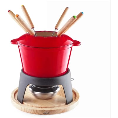 Lacor Fondue Set - 1,2L - Emaille - Kaas Chocolade Groente Vlees Fondueset - Inclusief 6 Vorken