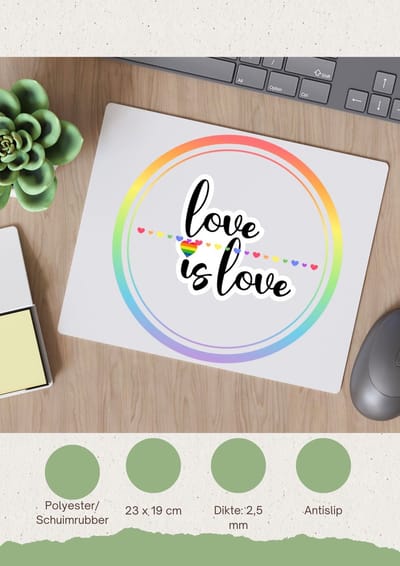 Akyol - lgbtq cadeau - Muismat - Lgbt - pride vlag - lgbtq cadeau - met opdruk - lgbt - pride month - lgbtq vlag - gay pride - met tekst - opdruk - leuke pride spullen - verjaardag - cadeau - gift - 23 bij 19 cm