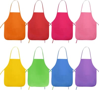 Set van 8 Kinderschorten voor Schilderen, Waterdichte Fleece Schorten voor Creatieve Activiteiten, Kunst en Koken, Verkrijgbaar in 8 Kleuren
