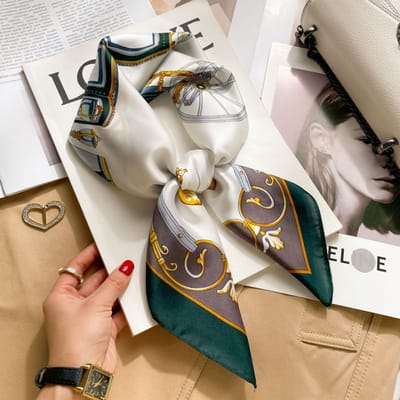 Zijden sjaal-stijl zijden sjaal voor dames - Kleurblokkenprint - Fris en delicaat - Decoratieve shawl over shirts L7140 - Donkergroen 70*70 CM