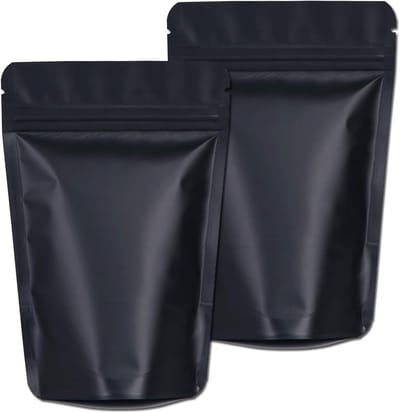 100 Stuks Geurvrije Mylar Zakjes, Herbruikbare Ziplock Verpakkingen voor Voedselopslag, Snoep, Koekjes en Badzout (4 x 6 inch, Zwart)