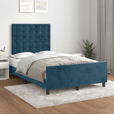 vidaXL - Bedframe - zonder - matras - 120x190 - cm - fluweel - donkerblauw
