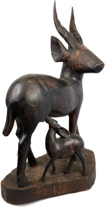 houten beeld / houten dier / houten sculptuur / Bali Indonesie houten beeld / handgemaakt beeld / Herten uit hout gesneden /