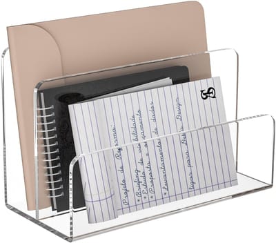 Dailygoods- Documenthouder A4 - Doorzichtige Bureau Bestandsorganizer - 2 Vakken - Kristal Helder Acryl - Stabiel en Duurzaam - 5 mm Dikte - Bestandsmap